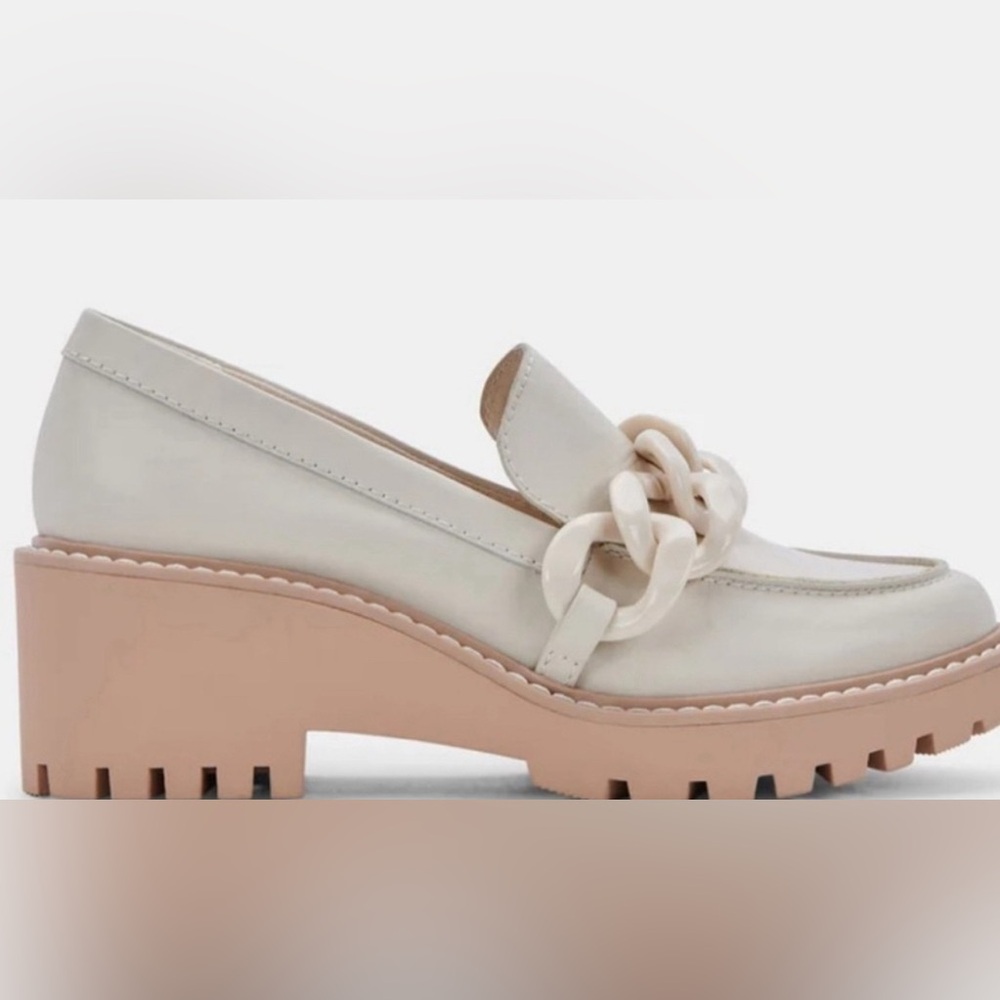 Dolce Vita Haris Platform Loafers with Chunky Chain Ivory Size 8.5 - Picture 7 of 11